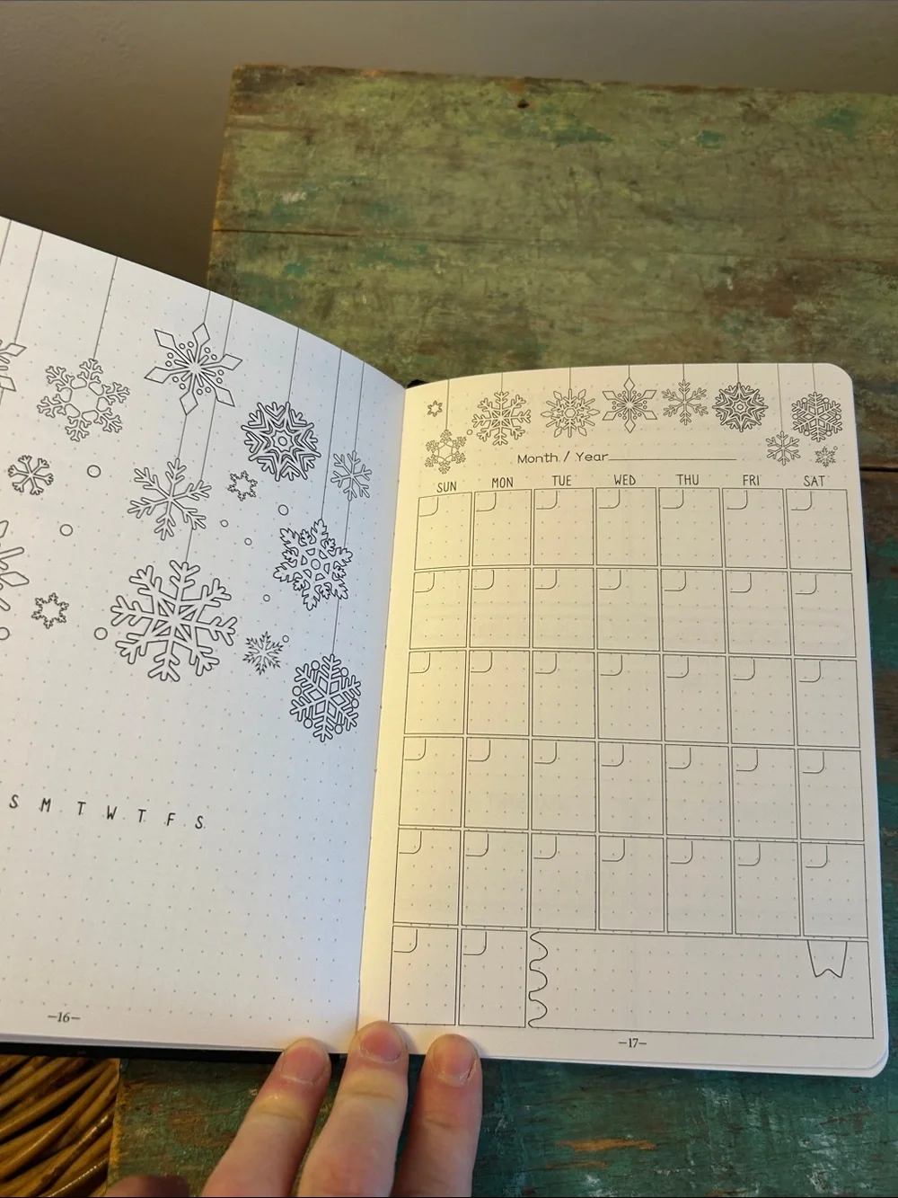 Daily Journal / Tracker/ Organizer Black with Moon & Flower Design